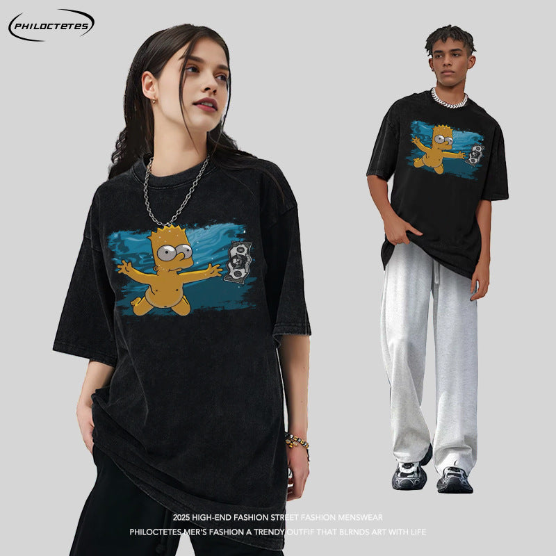 シンプソンズ バート パロディTシャツ アートプリント 韓国ストリート