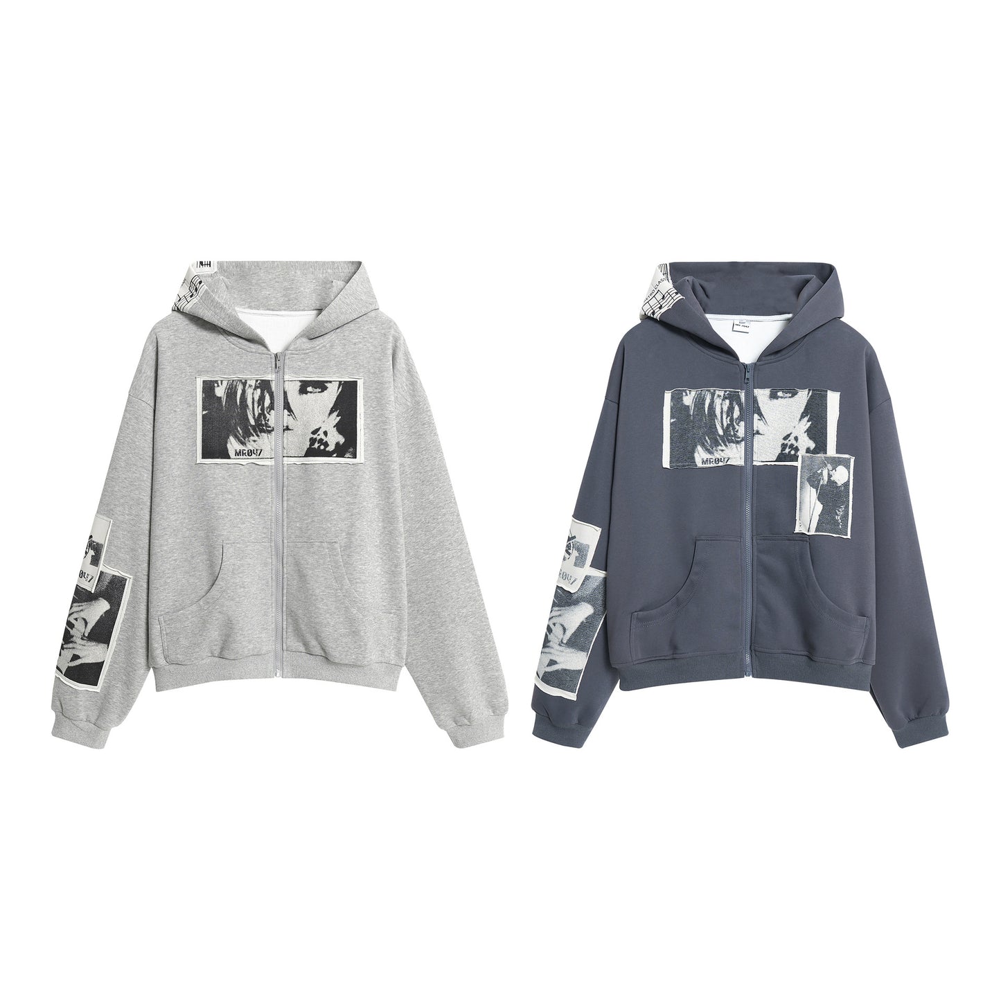 Graphic Photo Print Zip-Up Hoodie