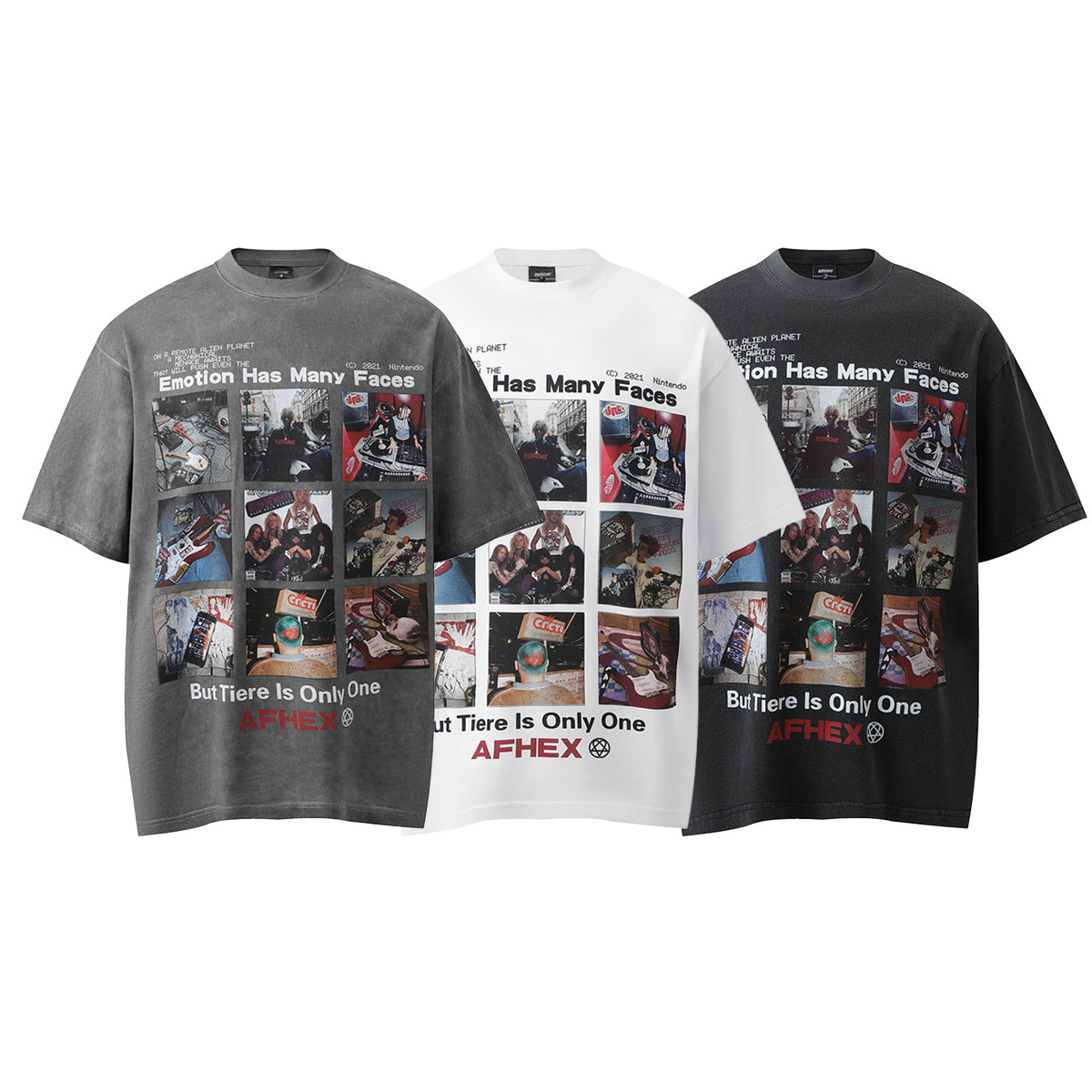 コラージュグラフィック オーバーサイズTシャツ ブラック 正面 High land