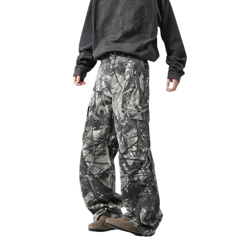 【SALE】HIP HOP STRAIGHT CARGO PANTS CAMOUFLAGE