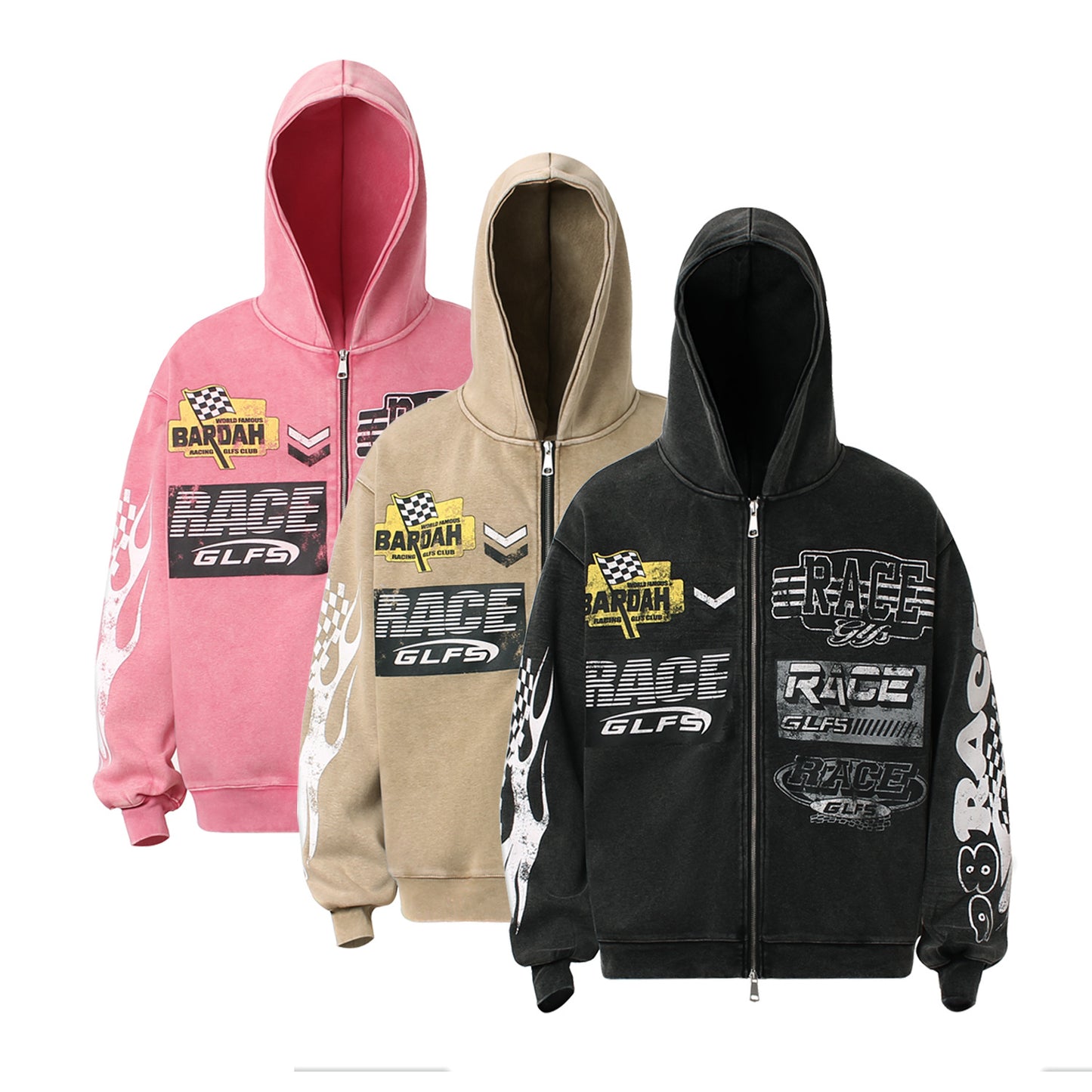 Racing Patchwork Zip-Up Hoodie