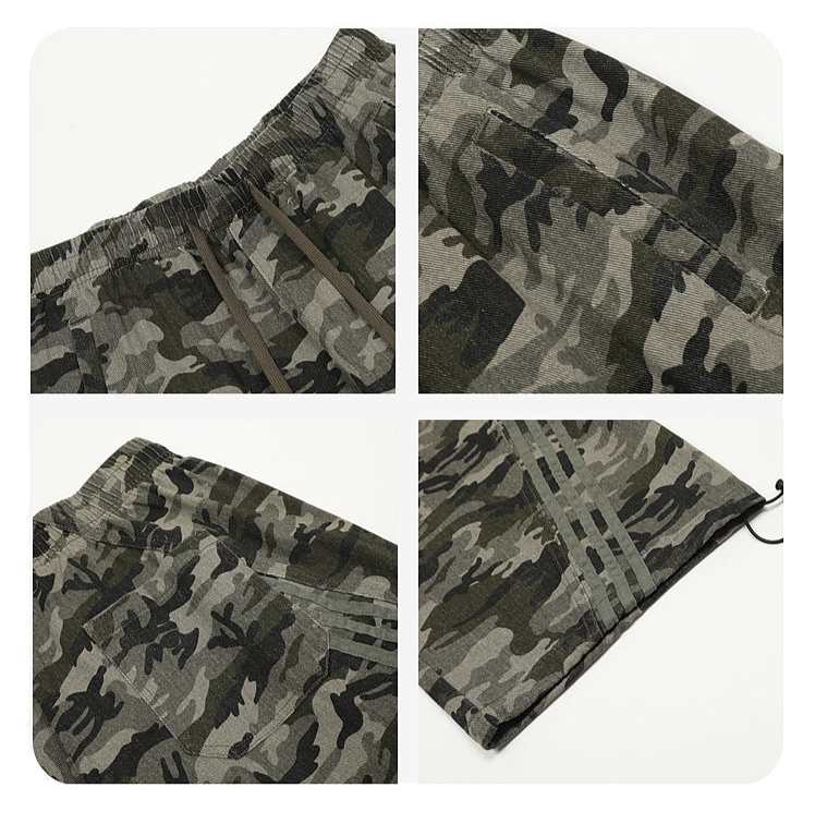 カモフラージュ ワイドカーゴパンツ ディテール・ウエスト・ポケット・裾デザイン Highland