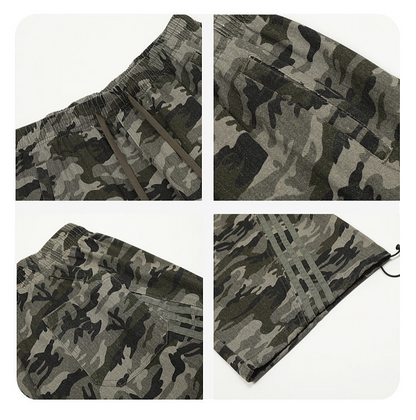 カモフラージュ ワイドカーゴパンツ ディテール・ウエスト・ポケット・裾デザイン Highland