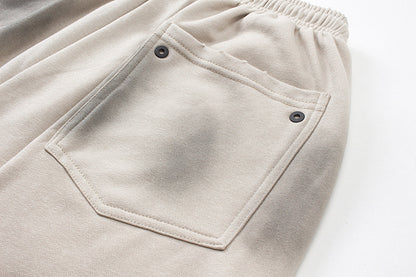 グラデーション スウェットショーツ “a happy day”／ユニセックス ワイドシルエット ストリートハーフパンツ【High land】