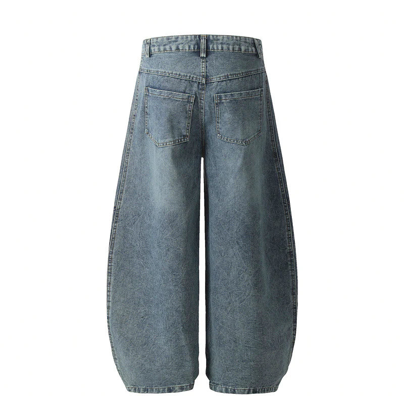 【SALE】Wave Line Panel Wide Denim Pants