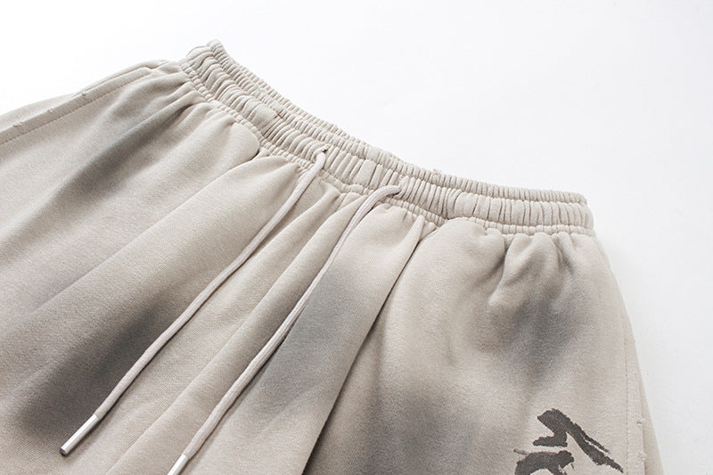 グラデーションスウェットショーツ ベージュ生地アップ ウラ毛素材 High land