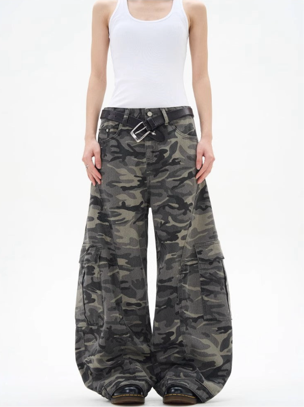 極太カーゴカモパンツ フロントスタイル ユニセックス High land