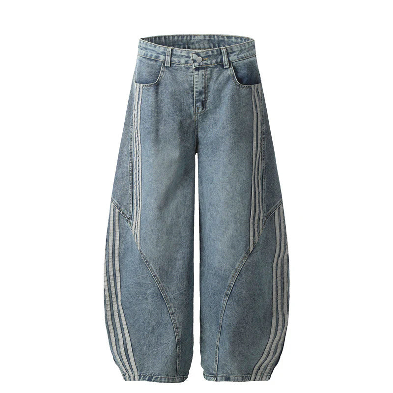 【SALE】Wave Line Panel Wide Denim Pants
