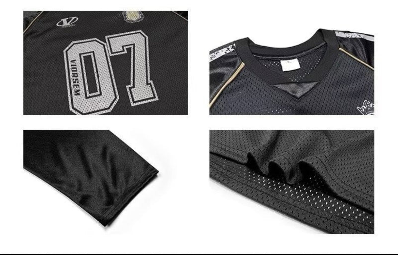 ゲームシャツ風 メッシュTシャツ ブラック ディテールアップ High land