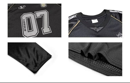 ゲームシャツ風 メッシュTシャツ ブラック ディテールアップ High land