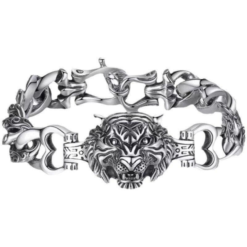 タイガーモチーフ シルバーチェーンブレスレット アクセサリー Highland