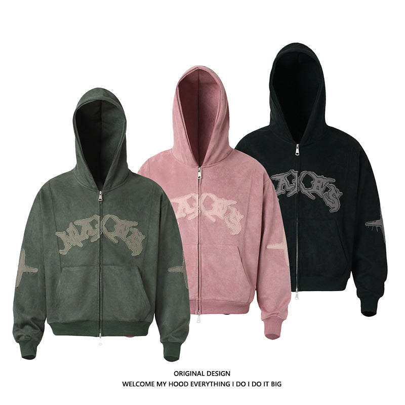 Velour Street Logo Zip-Up Hoodie