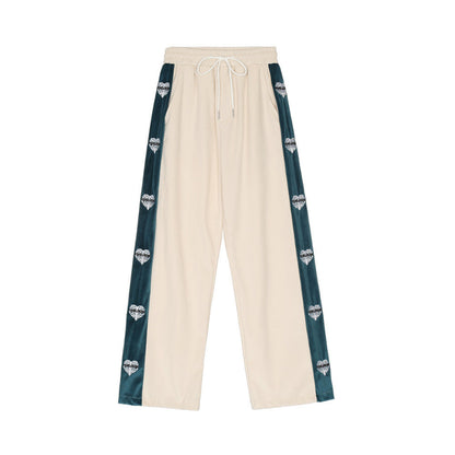 ハートラインジャージトラックパンツ アイボリー サイドハート柄 High land