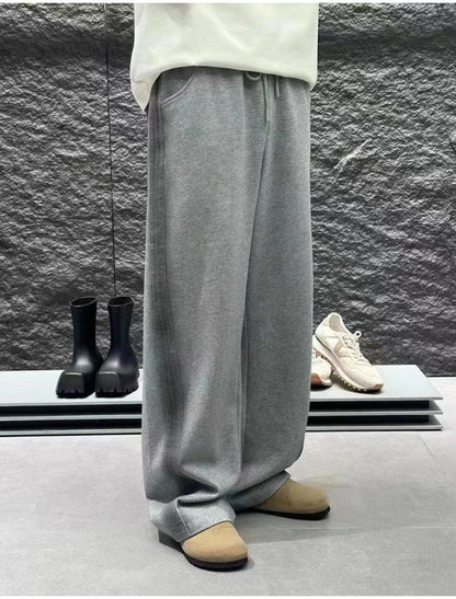 ワイドサイドラインスウェットパンツ ブラック 横向きコーデ Y2Kストリート High land