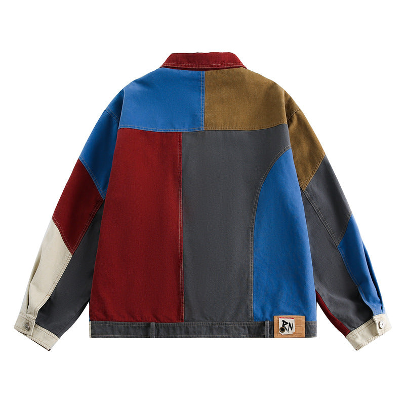 Color Block Patchwork Work Jacket