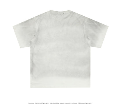 ホワイト グラフィックTシャツ 背面 ウォッシュグラデーション High land