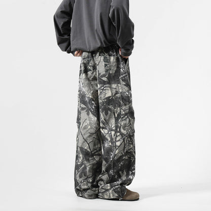 【SALE】HIP HOP STRAIGHT CARGO PANTS CAMOUFLAGE