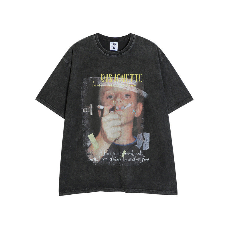 vintage T-shirt smoking boy