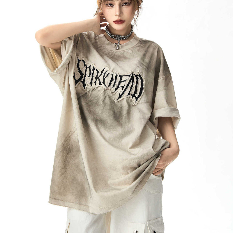 SPRKHEADロゴ グラデーションTシャツ グレー 正面アップ High land