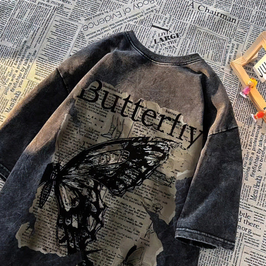 antique t-shirt butterfly