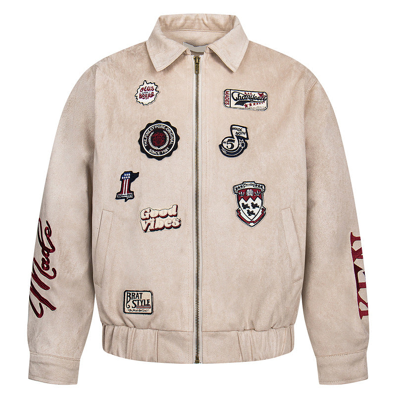 Patchwork Suede Bomber Jacket