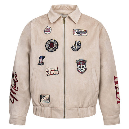Patchwork Suede Bomber Jacket