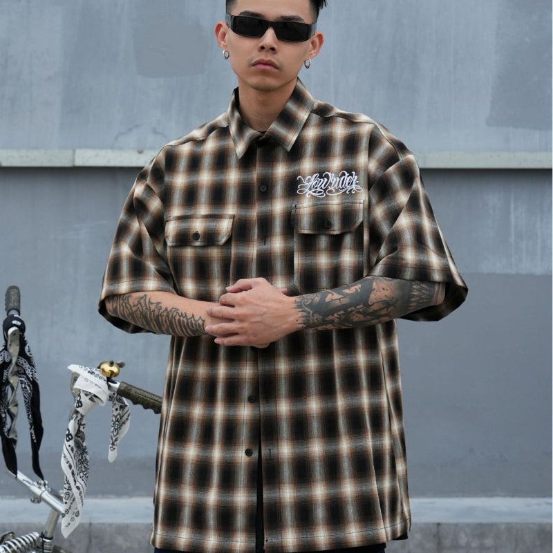 EMBROIDERY PLAID PATTERN SHIRT