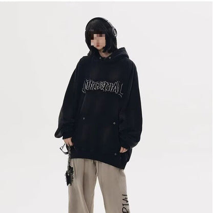 スモークグラデーション MATERIALロゴパーカー ブラック着用イメージ High land