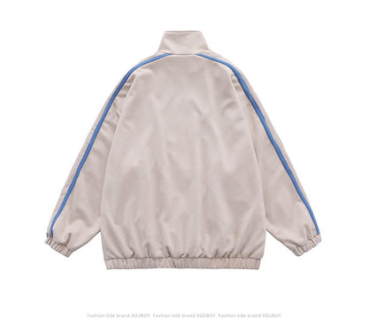サイドライン スタンドカラートラックジャケット ベージュ バックスタイル シンプルデザイン Highland