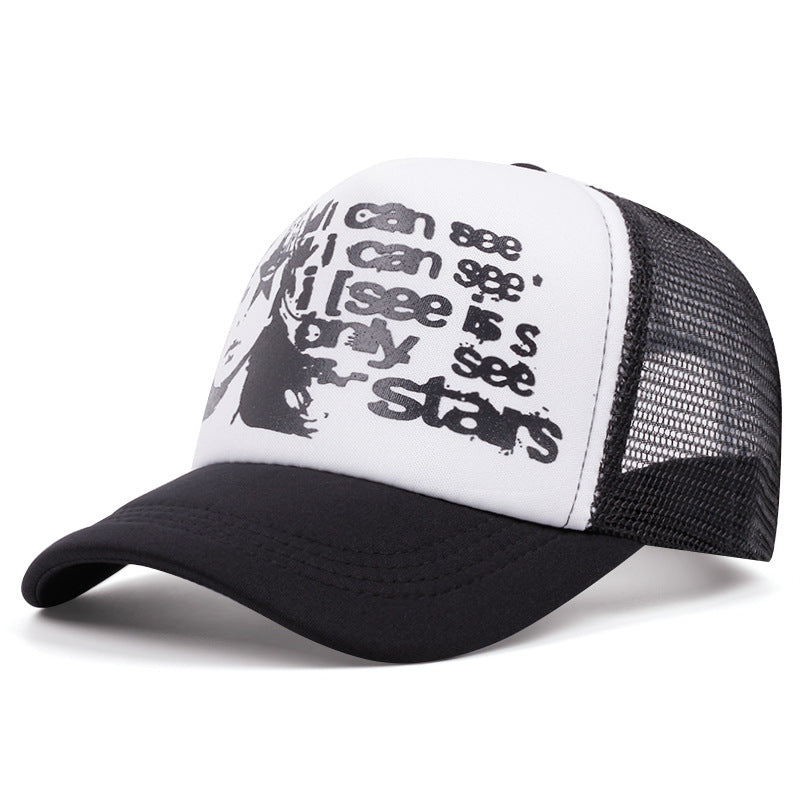graphic mesh cap