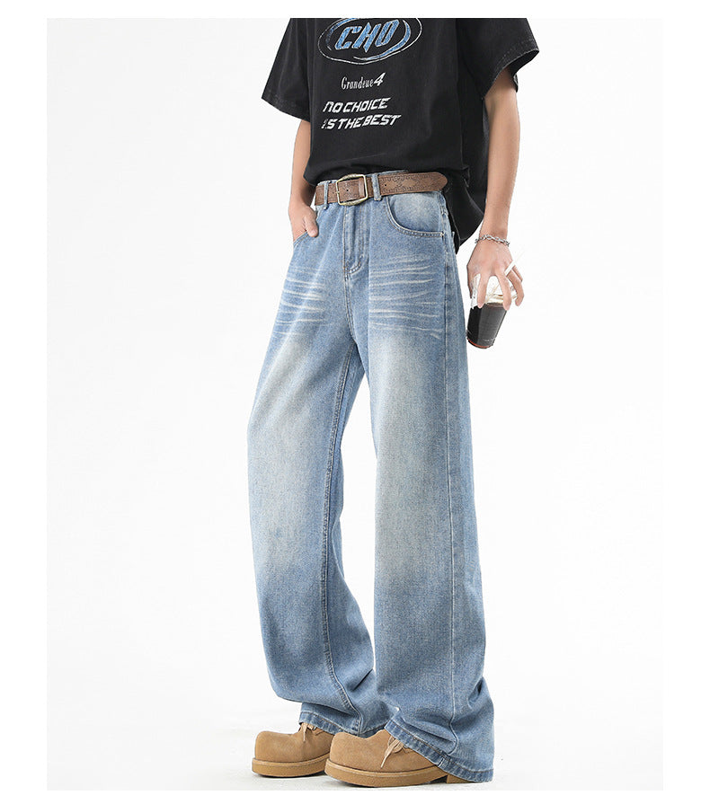 ワイドデニムパンツ ブルー バギージーンズ 着用イメージ High land