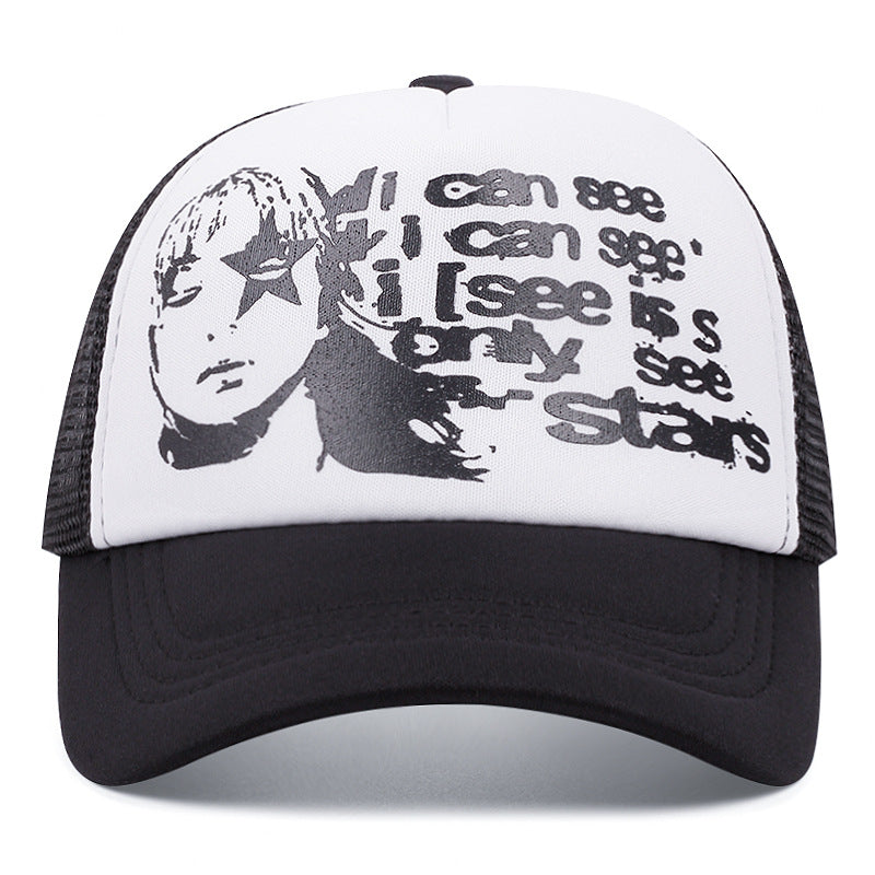 graphic mesh cap