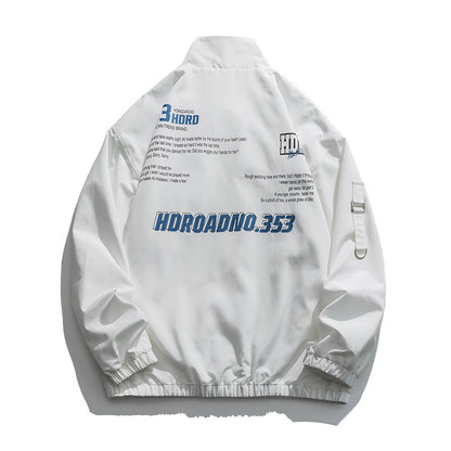 グラフィックロゴ スタンドカラーブルゾン ホワイト バックロゴデザイン Highland