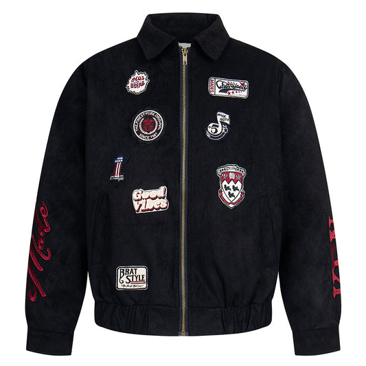 Patchwork Suede Bomber Jacket