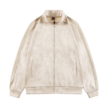 ライトベージュ スエードタッチ トラックジャケット スポーツミックス ユニセックス Highland