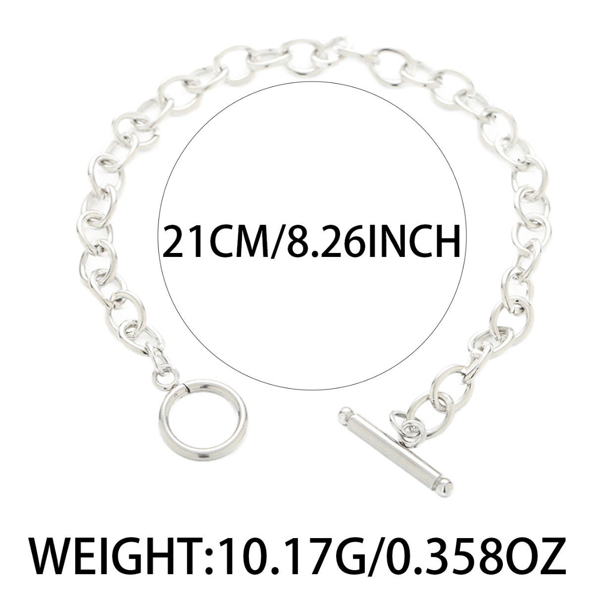 シルバーチェーンブレスレット 21cm 長さ 重量 サイズイメージ Highland