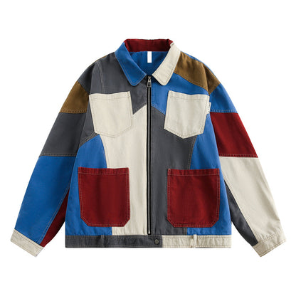 Color Block Patchwork Work Jacket