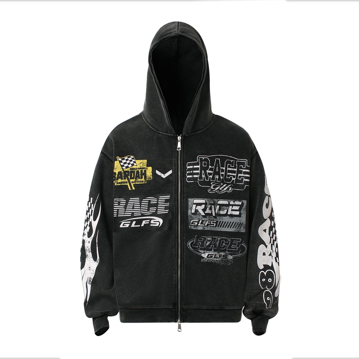 Racing Patchwork Zip-Up Hoodie