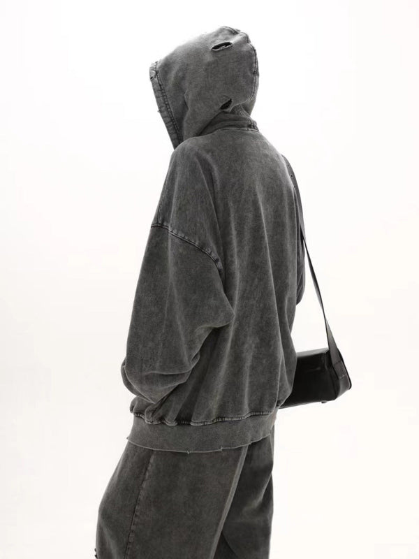 zip hoodie with damage