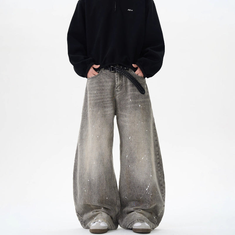 paint drop wide jeans