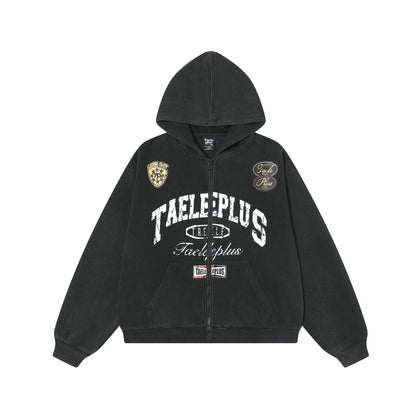 Vintage College Logo Zip-Up Hoodie