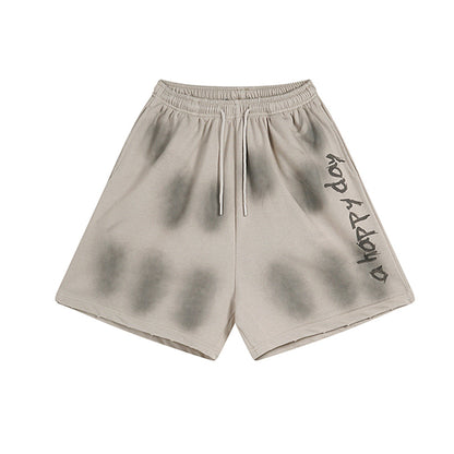 グラデーションスウェットショーツ ベージュ前面 a happy day プリント High land