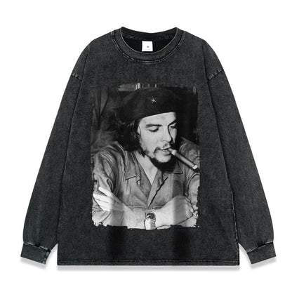 チェ・ゲバラ フォトプリント ロングスリーブTシャツ フロントデザイン ブラック ユニセックス High land
