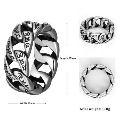 Engraved Chain Ring - Silver