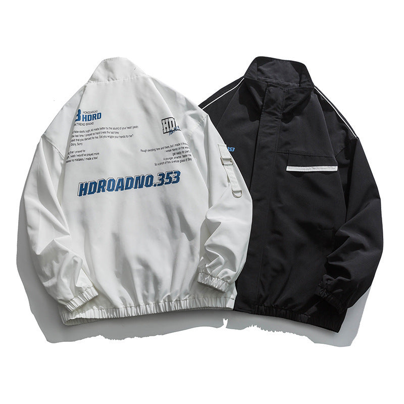 グラフィックロゴ スタンドカラーブルゾン カラーバリエーション2色展開 Highland