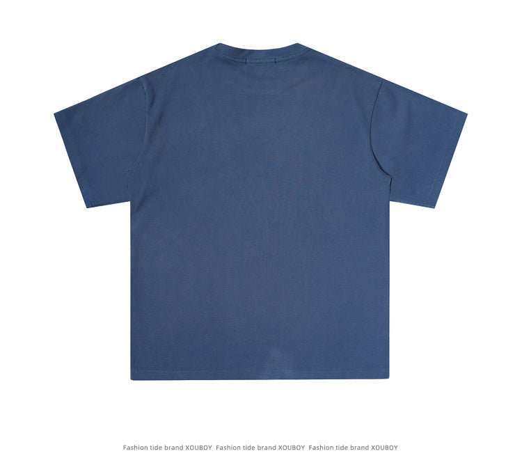 ブルー グラフィックTシャツ 背面 シンプル High land