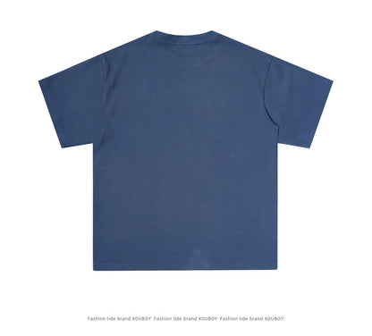 ブルー グラフィックTシャツ 背面 シンプル High land