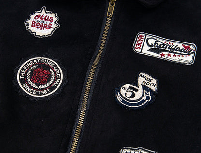 Patchwork Suede Bomber Jacket