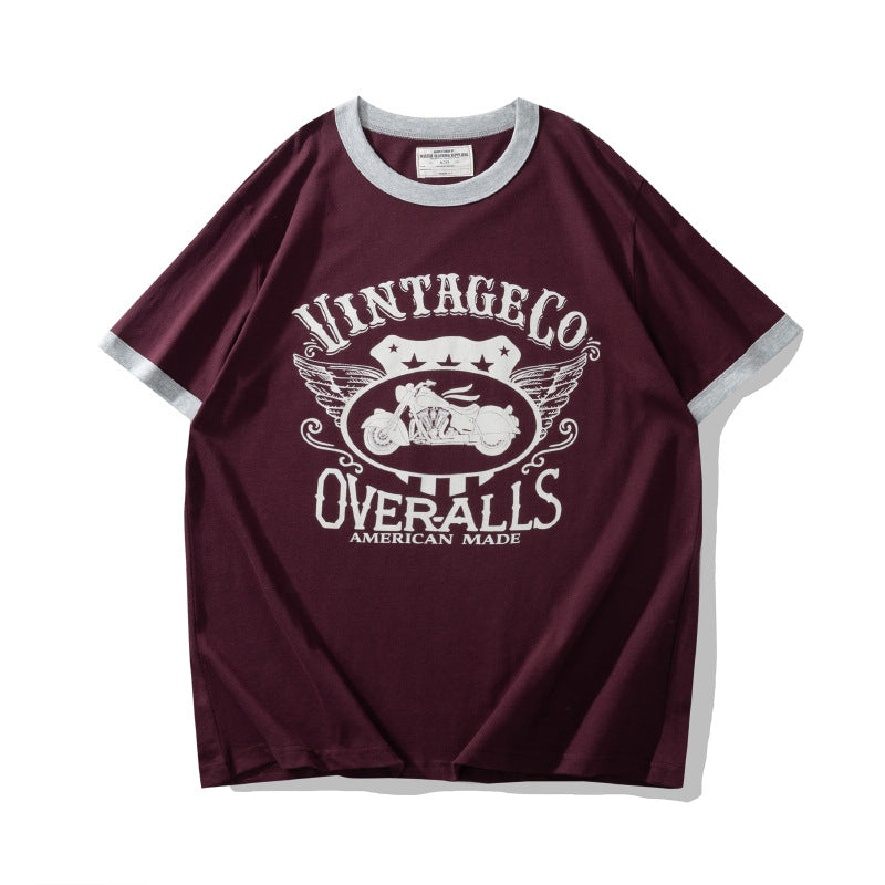 ヴィンテージモーター リンガーTシャツ バーガンディ 正面 High land