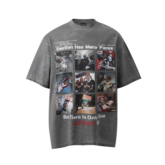 コラージュグラフィック オーバーサイズTシャツ ブラック 正面 High land